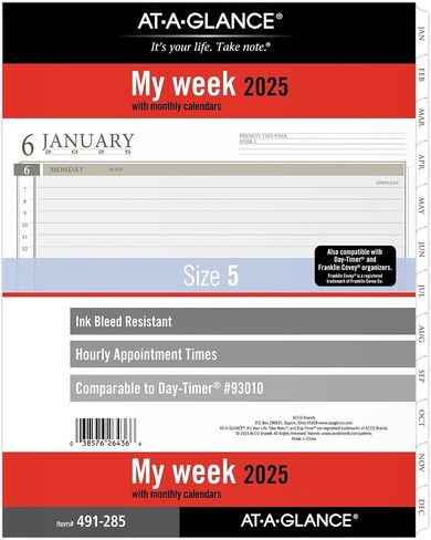 AT-A-GLANCE 2026 Planner Refill, Weekly, 8.5" x 11", Folio Size 5, Loose-Leaf (491-285-26) in Saudi Arabia