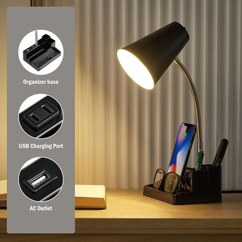 LED Clip on Desk Lamp with 1 USB Charging Port, Portable 360°Rotation Gooseneck Clip on Lamp, Clamp Light Modern Table Lamp for Reading, Working, Studying, Gentle Warm White Light, Eye Protect in Saudi Arabia