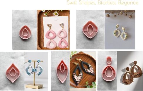 Polymer Clay Cutters for Earrings, 10 Shapes Clay Studs Earrings Cutters for Polymer Clay Jewelry Making Tools (B) in Saudi Arabia