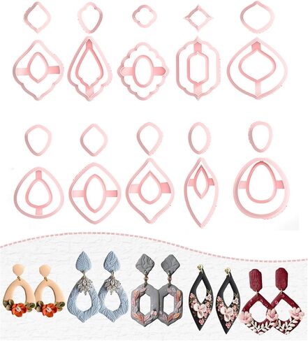Polymer Clay Cutters for Earrings, 10 Shapes Clay Studs Earrings Cutters for Polymer Clay Jewelry Making Tools (B) in Saudi Arabia