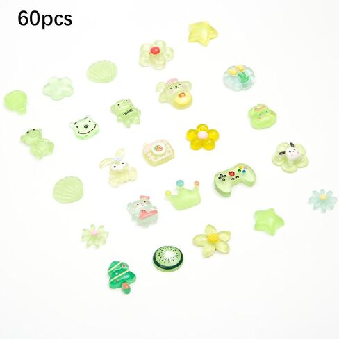 60pcs Slime Charms Cartoons Cute Set Bulk Mixed Lot Assorted Cartoons Resin Flatback Cute Sets for DIY Crafts Making Ornament Scrapbooking in Saudi Arabia
