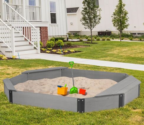 85''x78''x9 '' صندوق رمل Octagon مع غطاء للأطفال في الهواء الطلق ، و Wood Barge Sandpit مع 4 مقاعد ، وتثبيت سريع سريع ، لنا. براءة اختراع in Kuwait