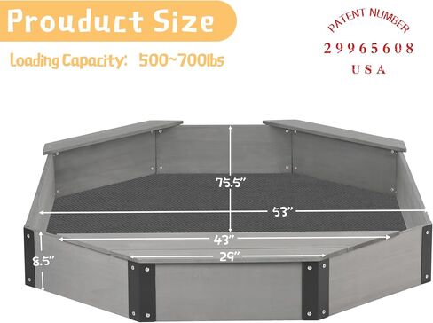 85''x78''x9 '' صندوق رمل Octagon مع غطاء للأطفال في الهواء الطلق ، و Wood Barge Sandpit مع 4 مقاعد ، وتثبيت سريع سريع ، لنا. براءة اختراع in Kuwait