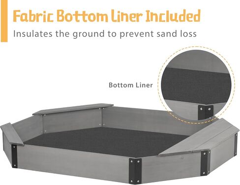 85''x78''x9 '' صندوق رمل Octagon مع غطاء للأطفال في الهواء الطلق ، و Wood Barge Sandpit مع 4 مقاعد ، وتثبيت سريع سريع ، لنا. براءة اختراع in Kuwait