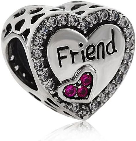 Hearts Tiara Charm 925 Sterling Silver Princess Crown Beads with Pink CZ for European Bracelet in Kuwait