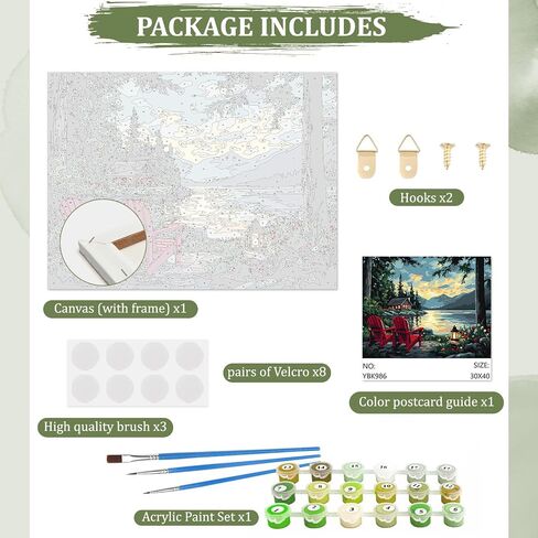 MAXBYE Magical Forest Paint by Numbers Kits for Adults Beginners with Wooden Frame, Easy Canvas Paint by Numbers Sunset and Twilight, DIY Oil Painting Art Kit for Home Wall Decoration 12X16 inch in Saudi Arabia