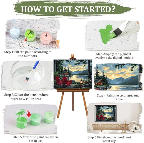 MAXBYE Magical Forest Paint by Numbers Kits for Adults Beginners with Wooden Frame, Easy Canvas Paint by Numbers Sunset and Twilight, DIY Oil Painting Art Kit for Home Wall Decoration 12X16 inch in Saudi Arabia