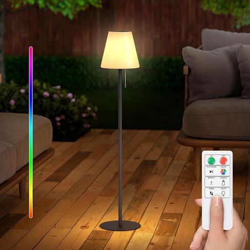 مصباح أرضي في الهواء الطلق في الهواء الطلق مصابيح قابلة للاستحمام مصممة USB قابلة للشحن RGB أبيض دافئ مصباح في الهواء الطلق لفناء حديقة الفناء (قاعدة مستديرة H 59 بوصة أسود) in Kuwait