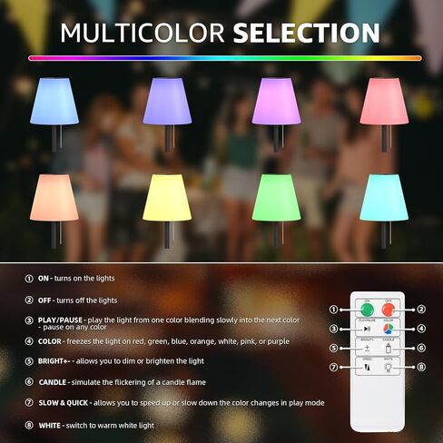 مصباح أرضي في الهواء الطلق في الهواء الطلق مصابيح قابلة للاستحمام مصممة USB قابلة للشحن RGB أبيض دافئ مصباح في الهواء الطلق لفناء حديقة الفناء (قاعدة مستديرة H 59 بوصة أسود) in Kuwait