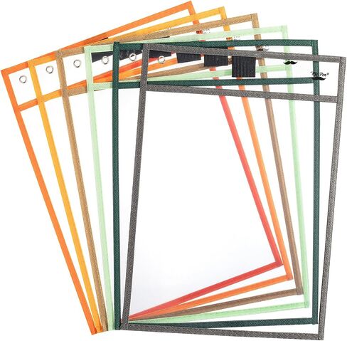 Mr. Pen- Dry Erase Pocket Sleeves, 10"x14", 12 pcs, Colorful Dry Erase Sleeves, Plastic Sleeves for Paper 8.5x11, Dry Erase Pockets Reusable Sleeves, Plastic Paper Sleeves, Dry Erase Sheet Protectors in Saudi Arabia