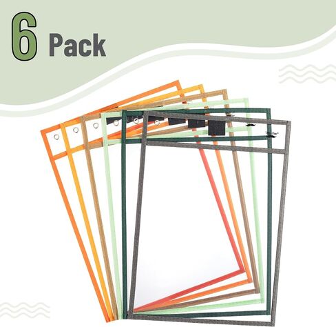 Mr. Pen- Dry Erase Pocket Sleeves, 10"x14", 12 pcs, Colorful Dry Erase Sleeves, Plastic Sleeves for Paper 8.5x11, Dry Erase Pockets Reusable Sleeves, Plastic Paper Sleeves, Dry Erase Sheet Protectors in Saudi Arabia