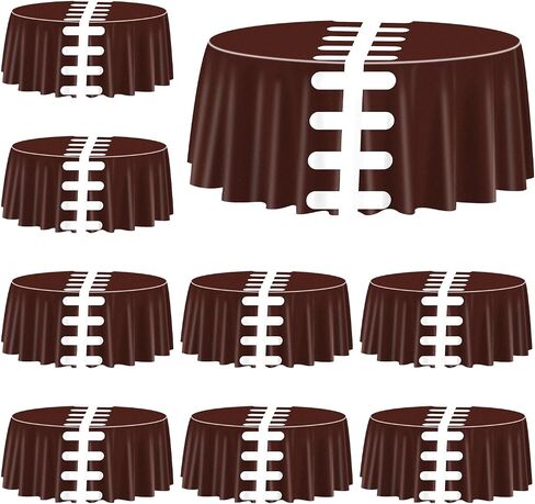 3 Pcs Football Tablecloths for Round Table, Plastic Touchdown Table Covers Football Party Supplies for Kids Men Birthday Party Football Game Day, 84 x 84 Inch in Saudi Arabia