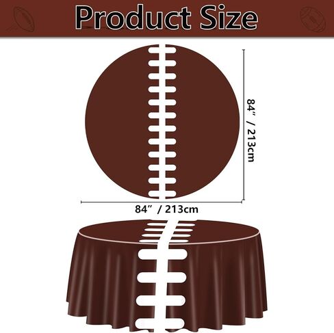 3 Pcs Football Tablecloths for Round Table, Plastic Touchdown Table Covers Football Party Supplies for Kids Men Birthday Party Football Game Day, 84 x 84 Inch in Saudi Arabia