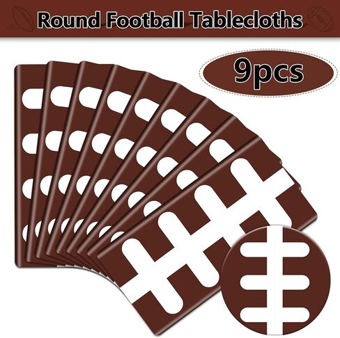 3 Pcs Football Tablecloths for Round Table, Plastic Touchdown Table Covers Football Party Supplies for Kids Men Birthday Party Football Game Day, 84 x 84 Inch in Saudi Arabia