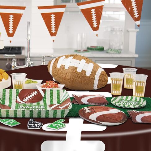 3 Pcs Football Tablecloths for Round Table, Plastic Touchdown Table Covers Football Party Supplies for Kids Men Birthday Party Football Game Day, 84 x 84 Inch in Saudi Arabia
