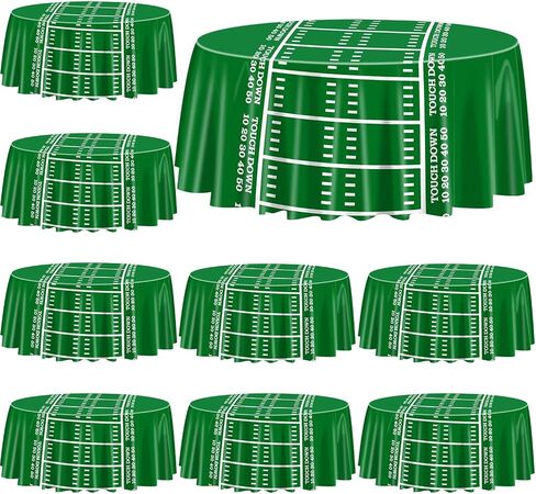 3 Pcs Football Tablecloths for Round Table, Plastic Touchdown Table Covers Football Party Supplies for Kids Men Birthday Party Football Game Day, 84 x 84 Inch in Saudi Arabia