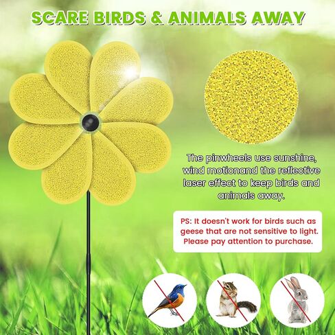 4 PCS 11.4" W x 28" H Reflective Pinwheels Sparkly Lawn Wind Spinners Colorful Rainbow Windmill for Garden Decoration Bird Devices Deterrent to Scare Birds Away（Multicolor） in Kuwait