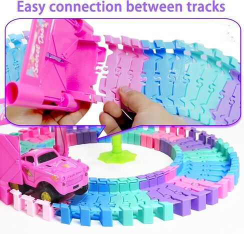 Tracks Car Toys for 3 4 5 6 Year Old Girls Kids,177 PCS 360°Rotating Track Flexible Car for Girls 3-5 Toddler Flex Track Race Cars Toys Birthday Gifts in Saudi Arabia