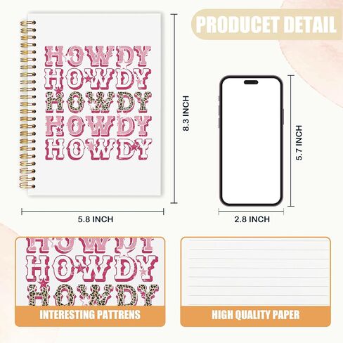 AQYIP Coquette Pink Bow Western Spiral Notebook ، Preppy Cowgirl Boots Boots Notebooks ، Retro Western Cowgirl Journal for Write ، Coquette Girly Notebooks for Note Taking ، 5.5 × 8.3 بوصة in Saudi Arabia