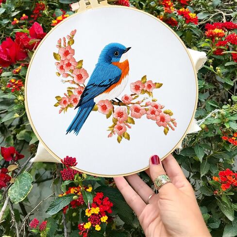 INFUNLY 4 Sets Bees and Flower Embroidery Kits for Beginner DIY Cross Stitch Starter Sets with Instruction Sunflower Honeybees Handmade Needlepoint Kits with Embroidery Cloth Colored Thread Hoop Tools in Saudi Arabia