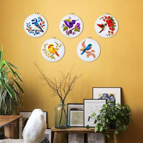 INFUNLY 4 Sets Bees and Flower Embroidery Kits for Beginner DIY Cross Stitch Starter Sets with Instruction Sunflower Honeybees Handmade Needlepoint Kits with Embroidery Cloth Colored Thread Hoop Tools in Saudi Arabia