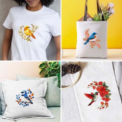 INFUNLY 4 Sets Bees and Flower Embroidery Kits for Beginner DIY Cross Stitch Starter Sets with Instruction Sunflower Honeybees Handmade Needlepoint Kits with Embroidery Cloth Colored Thread Hoop Tools in Saudi Arabia