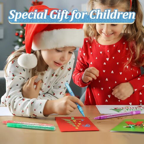 MaxGear Acrylic Paint Pens Glitter Markers Pen Set 12 Pack Colors Drawing Markers 0.7mm Ultra Fine Point Tip Paint Marker for DIY Christmas Crafts Greeting Birthday Cards Making Poster Album Mugs in Saudi Arabia