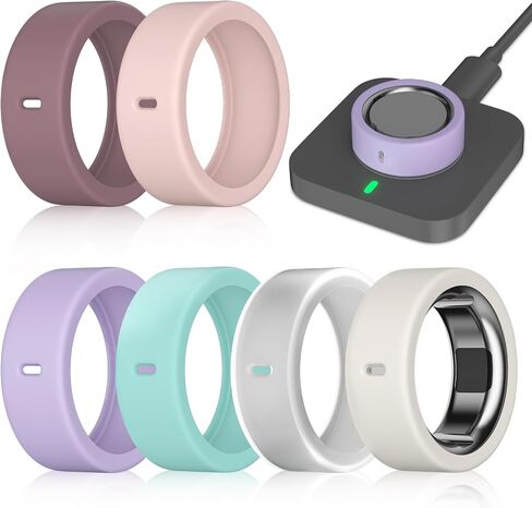 6 حزمة تغطية حلقة متوافقة مع حلقة أورا Gen 4/Oura Ring Gen 3/Oura Ring Gen 3 Horizon ، فوربورت الشحن مع الغطاء ، واقي حلقة السيليكون المرنة مضاد للخلع للرجال للنساء الذين يعملون في صالة الألعاب الرياضية in Kuwait