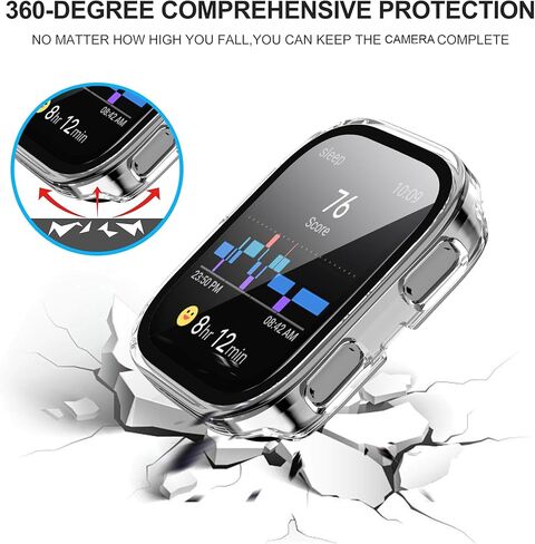 for A-maz-fit Active 2 Case,[2 Pack] Hard PC Case with Tempered Glass Screen Protector,Ultra-Thin Scratch Resistant Cover -Clear+Black in Saudi Arabia