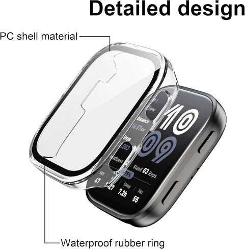 for A-maz-fit Active 2 Case,[2 Pack] Hard PC Case with Tempered Glass Screen Protector,Ultra-Thin Scratch Resistant Cover -Clear+Black in Saudi Arabia