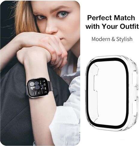for A-maz-fit Active 2 Case,[2 Pack] Hard PC Case with Tempered Glass Screen Protector,Ultra-Thin Scratch Resistant Cover -Clear+Black in Saudi Arabia