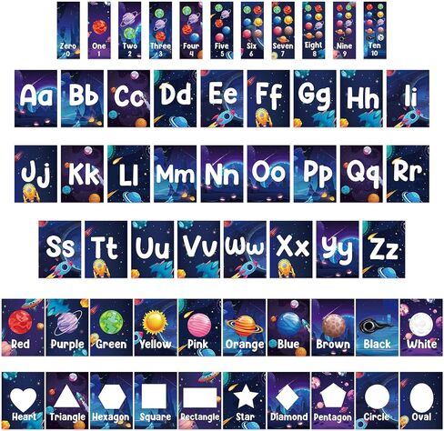 Pastel Alphabet Number Bulletin Board Set ABC Letters Poster Classroom Decorations Colorful Shapes Cutouts Rainbow Wall Educational Learning Cards for Teacher Supplies Nursery Preschool Kindergarten in Saudi Arabia