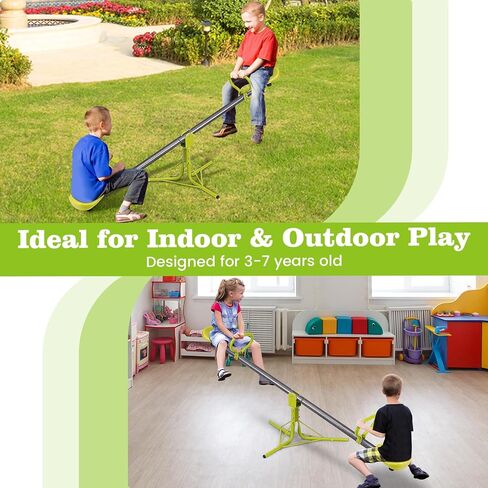 Glacer Teeter Totter VESAW for Kids ، 360 درجة التناوب أرجوحة للأطفال من العمر 3-8 ، معدات ملعب في الهواء الطلق من شخصين مع إطار معدني شاق ورغوة إيفا للبخار الخلفي in Saudi Arabia