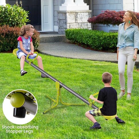 Glacer Teeter Totter VESAW for Kids ، 360 درجة التناوب أرجوحة للأطفال من العمر 3-8 ، معدات ملعب في الهواء الطلق من شخصين مع إطار معدني شاق ورغوة إيفا للبخار الخلفي in Saudi Arabia