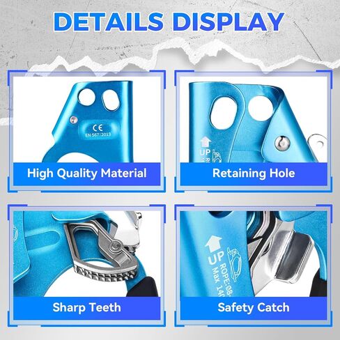 Hand Ascender for Outdoor Rock Climbing Ascender Strong Rappelling Gear for 8-13mm Rope Climbing Equipment for Tree Climbing Mountaineering Caving Adventures (Right Hand) in Saudi Arabia