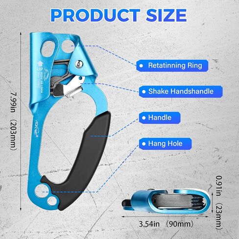 Hand Ascender for Outdoor Rock Climbing Ascender Strong Rappelling Gear for 8-13mm Rope Climbing Equipment for Tree Climbing Mountaineering Caving Adventures (Right Hand) in Saudi Arabia