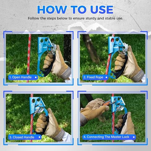 Hand Ascender for Outdoor Rock Climbing Ascender Strong Rappelling Gear for 8-13mm Rope Climbing Equipment for Tree Climbing Mountaineering Caving Adventures (Right Hand) in Saudi Arabia