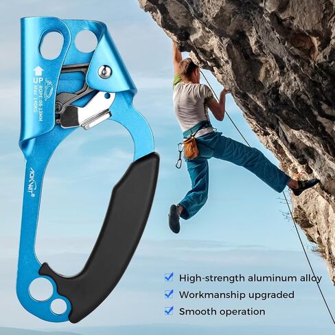 Hand Ascender for Outdoor Rock Climbing Ascender Strong Rappelling Gear for 8-13mm Rope Climbing Equipment for Tree Climbing Mountaineering Caving Adventures (Right Hand) in Saudi Arabia