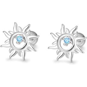 Tiny Sun Stud Earrings/Screw Back/Gold-Plated 925 Sterling Silver in Saudi Arabia