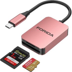Forida USB C SD Card Reader ، USB 3.0 High Speed ​​Dual Card Adapter لـ iPhone 15 16/iPad/MacBook/Mac ، يدعم قارئ بطاقة الذاكرة بطاقة SD و TF Card 2 في وقت واحد ، محول بطاقة SD المحمولة المحمولة in Kuwait