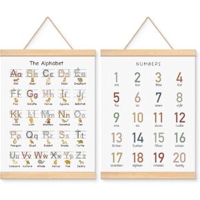 EliteSign Educational Preschool Learning Posters, Alphabet Numbers Posters for Toddlers, ABC Banner Wall Hanging Posters Decor for Classroom Playroom Nursery Kids Room, 12x17 Inch Set of 2 in Kuwait