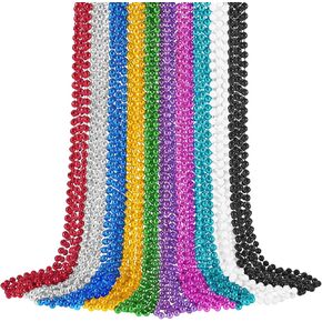 SHAOQINLIN 30 PCS White Bead Necklaces, 33" White Mardi Gras Christmas Beads Necklace, 4th of July Necklaces, Parade Throws Accessories for Christmas Independence Day New Year Party Favors in Kuwait