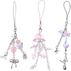 Atarvana 4pcs Cute Phone Case Charms, Cell Phone Charms Aesthetic Bow Keychain Phone Charm for Phone Camera Charms Women Girl Accessories in Kuwait