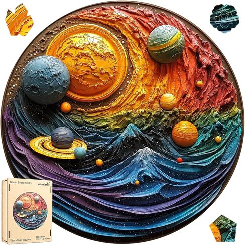 Wooden Puzzles for Adults, Solar System Planet Wooden Jigsaw Puzzles, Unique Shape Adult Puzzles, Irregular Wood Creative Gift for Adults and Kids Family Game(11.1 * 11.2 in-200pcs) in Saudi Arabia
