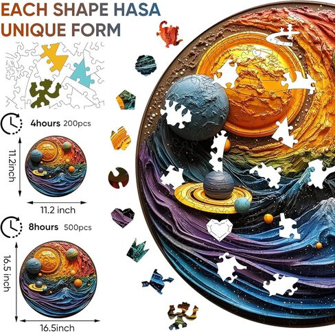 Wooden Puzzles for Adults, Solar System Planet Wooden Jigsaw Puzzles, Unique Shape Adult Puzzles, Irregular Wood Creative Gift for Adults and Kids Family Game(11.1 * 11.2 in-200pcs) in Saudi Arabia