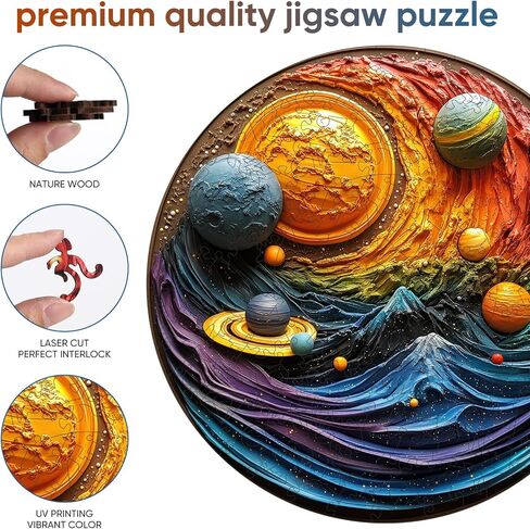 Wooden Puzzles for Adults, Solar System Planet Wooden Jigsaw Puzzles, Unique Shape Adult Puzzles, Irregular Wood Creative Gift for Adults and Kids Family Game(11.1 * 11.2 in-200pcs) in Saudi Arabia