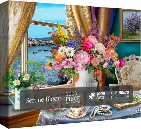 Larkipuzz Spring Stitch Vintage Sewing Machine Puzzles for Adults 1000 Pieces, Bird Vase Jigsaw Puzzles, Hard Difficult Funny Challenging Book Flower Puzzle in Saudi Arabia