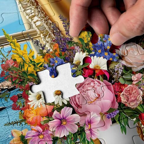 Larkipuzz Spring Stitch Vintage Sewing Machine Puzzles for Adults 1000 Pieces, Bird Vase Jigsaw Puzzles, Hard Difficult Funny Challenging Book Flower Puzzle in Saudi Arabia