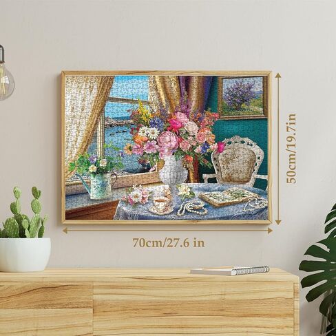 Larkipuzz Spring Stitch Vintage Sewing Machine Puzzles for Adults 1000 Pieces, Bird Vase Jigsaw Puzzles, Hard Difficult Funny Challenging Book Flower Puzzle in Saudi Arabia