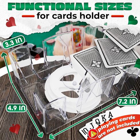 Dual Deck Revolving Card Holder - 360 Degree Poker Playing Cards Holder Canasta Card Holder Casino Accessories Acrylic Playing Card Holder for Playing Card Games - Clear Tray Poker Card Deck Holder in Saudi Arabia